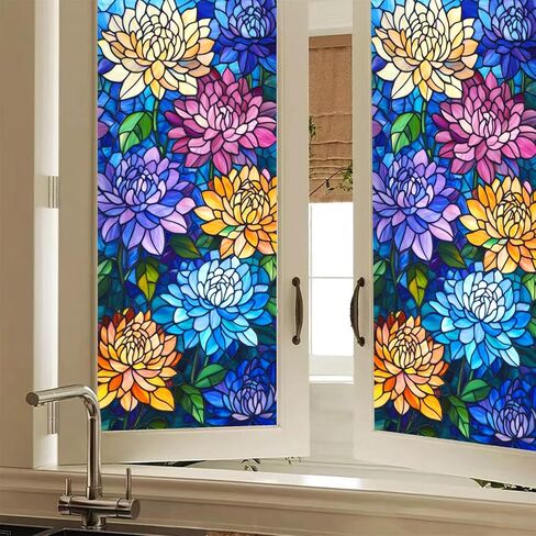 HOMETITUTE 3D Vertical Window Cling Colorful Calla Lily Design 17.7 x 39.3 Inch Decorative Static Cling Privacy Film for Home Office Living Room Bedroom Seasonal Glass Clings for Privacy and Decor in Kuwait