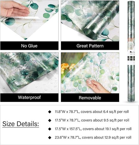 LaCheery 17.5"x157.5" Stained Glass Window Film Blue Green Leaf Window Privacy Film Decorative Rainbow Static Cling Privacy Films Non-Adhesive Heat Control UV Blocking Films for Kitchen Glass Windows in Saudi Arabia