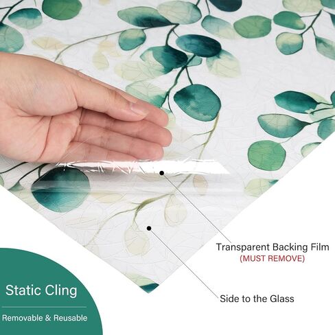 LaCheery 17.5"x157.5" Stained Glass Window Film Blue Green Leaf Window Privacy Film Decorative Rainbow Static Cling Privacy Films Non-Adhesive Heat Control UV Blocking Films for Kitchen Glass Windows in Saudi Arabia
