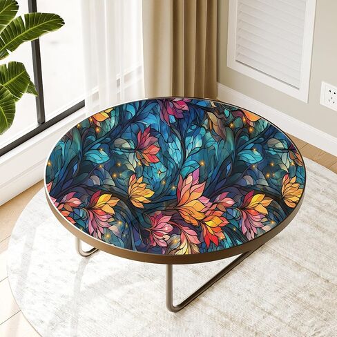 LaCheery 17.5"x157.5" Privacy Window Film Stained Glass Decorative Window Film for Glass Blue Floral Cling Privacy Films Renter Friendly Removable Windows Stickers for Bathroom No Glue Vinyl Anti UV in Saudi Arabia