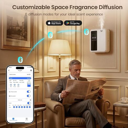 Waterless Essential Oil Diffuser for Large Room, 500ml Hotel Scent Diffuser, Cold Air Scent Machine, Covers Up to 3500 Sq Ft, Smart App Control, Wall Mounted, Fragrance Diffuser for Office Spa Home in Saudi Arabia