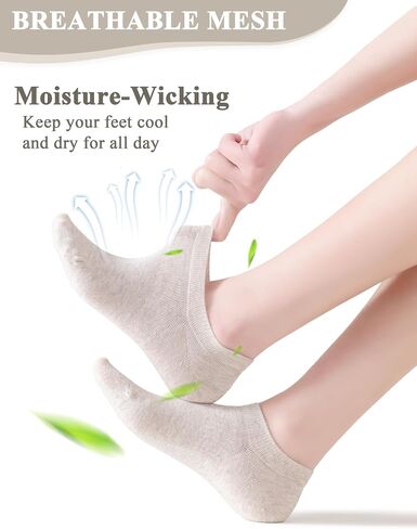 Women‘s No Show Socks,98% Cotton,Non Slip Silicone Grippers,Low Cut Arch Support Flat Boat Line Casual Athletic Socks 6 Pack Size 5-8 in Saudi Arabia