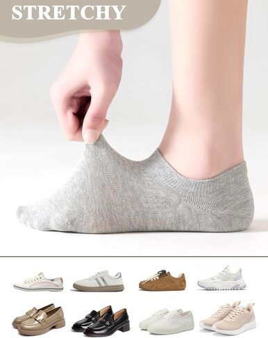 Women‘s No Show Socks,98% Cotton,Non Slip Silicone Grippers,Low Cut Arch Support Flat Boat Line Casual Athletic Socks 6 Pack Size 5-8 in Saudi Arabia