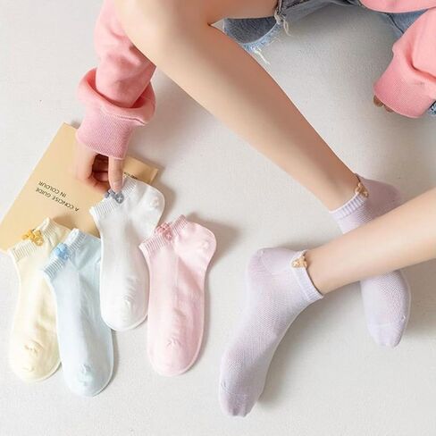 Korean Style Ankle Socks Women Girls Cute 3D Bear Ear Versatile Breathable All Season Preppy Comfort Cotton Blend in Saudi Arabia