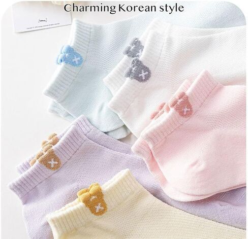 Korean Style Ankle Socks Women Girls Cute 3D Bear Ear Versatile Breathable All Season Preppy Comfort Cotton Blend in Saudi Arabia