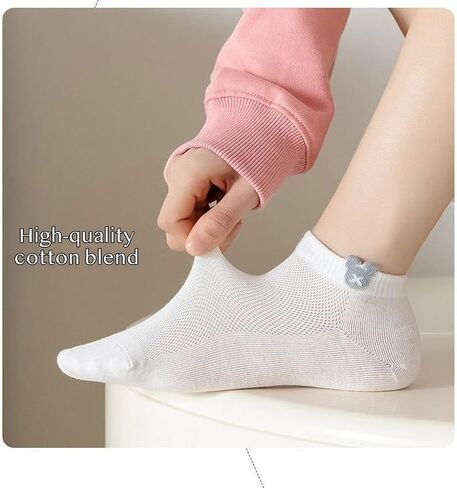 Korean Style Ankle Socks Women Girls Cute 3D Bear Ear Versatile Breathable All Season Preppy Comfort Cotton Blend in Saudi Arabia
