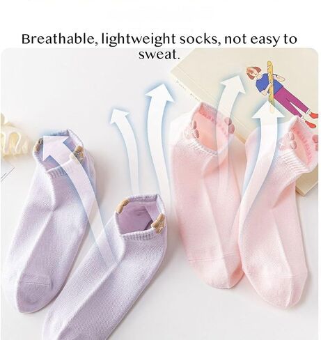 Korean Style Ankle Socks Women Girls Cute 3D Bear Ear Versatile Breathable All Season Preppy Comfort Cotton Blend in Saudi Arabia