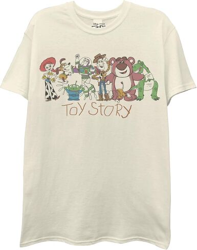Disney Pixar Toy Story Men's T-Shirt - Woody Buzz Lightyear Jessie Rex Lotso Graphic Tee Natural in Kuwait