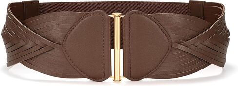 SANSTHS Women Wide Elastic Belts for Dresses Vintage Fashion Stretchy Waist Belts Ladies Cinch Belts Leather Waistband in Kuwait
