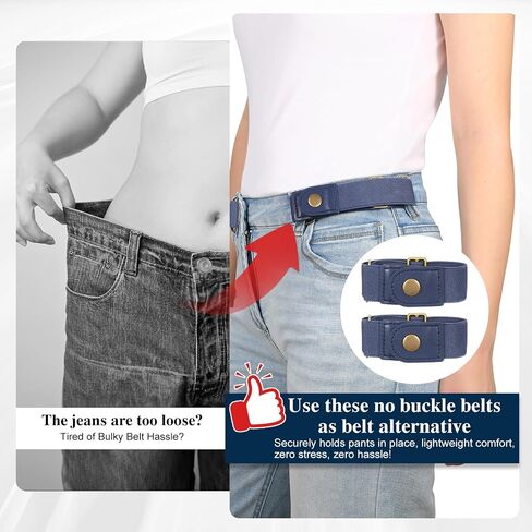 No Buckle Stretch Belts for Women/Men Adjustable Buckleless Side Belt Elastic Invisible Belt for Pants Jeans in Kuwait