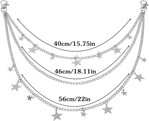 Tucnoeu Star Chain for Jeans, Pocket Chain Goth Punk Chains Belt, Jean Belts for Men Women Layered Chunky Hip Hop Pants Punk Jean Wallet Chains Goth Accessories in Kuwait