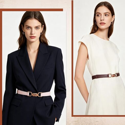 4 PCS Women Stretchy Waist Belt,Elastic Thin Waist Belt with Gold Buckle,Womens Belts for Dress,Shirts,Jeans,Pants in Kuwait