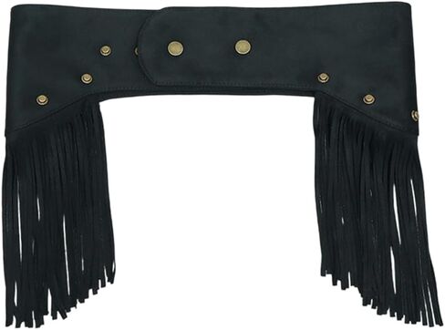 Black Faux Suede Waist Belt with Tassels Fringes Rivets Bohemian Style Vintage Fashion Wide Obi Corset Waistbands Waist Belts for Women Party Dance Dress Jeans Outfits Costume Accessories in Kuwait