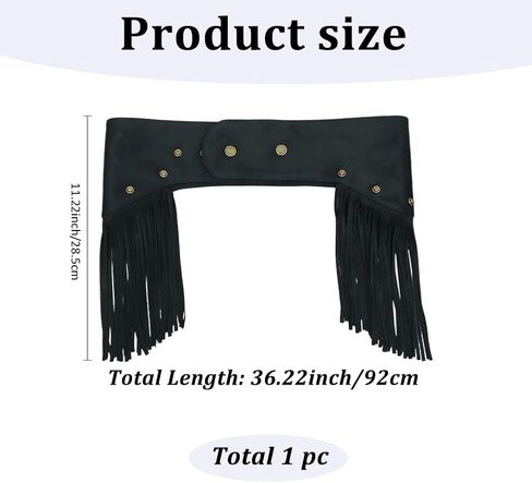 Black Faux Suede Waist Belt with Tassels Fringes Rivets Bohemian Style Vintage Fashion Wide Obi Corset Waistbands Waist Belts for Women Party Dance Dress Jeans Outfits Costume Accessories in Kuwait
