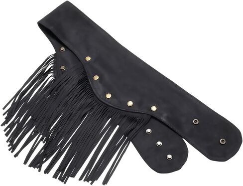 Black Faux Suede Waist Belt with Tassels Fringes Rivets Bohemian Style Vintage Fashion Wide Obi Corset Waistbands Waist Belts for Women Party Dance Dress Jeans Outfits Costume Accessories in Kuwait