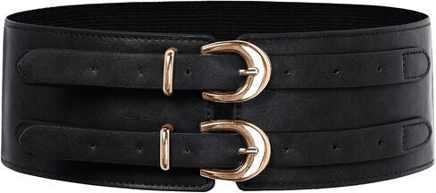 Scarlet Darkness Women's Wide Elastic Belt for Dress Stretchy Corset Belt Double Gold Buckle Waist Belt in Kuwait