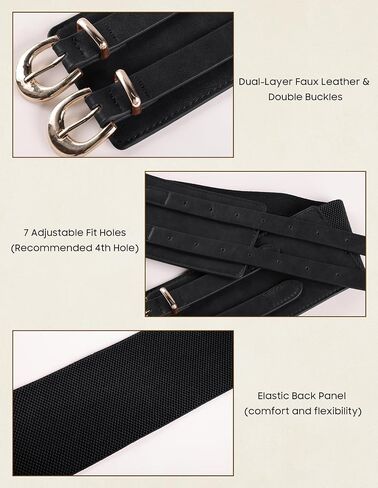 Scarlet Darkness Women's Wide Elastic Belt for Dress Stretchy Corset Belt Double Gold Buckle Waist Belt in Kuwait