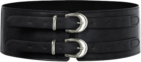 Scarlet Darkness Women's Wide Elastic Belt for Dress Stretchy Corset Belt Double Gold Buckle Waist Belt in Kuwait