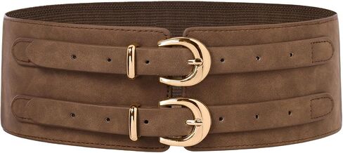 Scarlet Darkness Women's Wide Elastic Belt for Dress Stretchy Corset Belt Double Gold Buckle Waist Belt in Kuwait