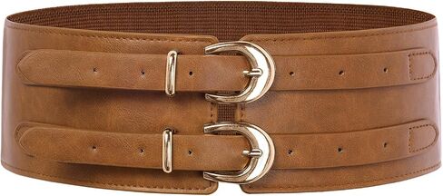 Scarlet Darkness Women's Wide Elastic Belt for Dress Stretchy Corset Belt Double Gold Buckle Waist Belt in Kuwait
