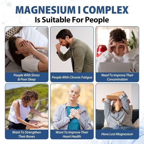 Magnesium Complex Supplement 1000mg with 8 Elemental, Magnesium Glycinate, Citrate, Malate, Taurate, Supports Relaxation, Bone Strength & Muscle Function - 120 Capsules in Kuwait