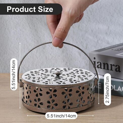 4Pcs Portable Mosquito Coil Holder, Coil Incense Holder with Handle Round Heat-Resistant Mosquito Incense Burner for Indoor Outdoor Hanging Camping Patio (Bronze) in Kuwait