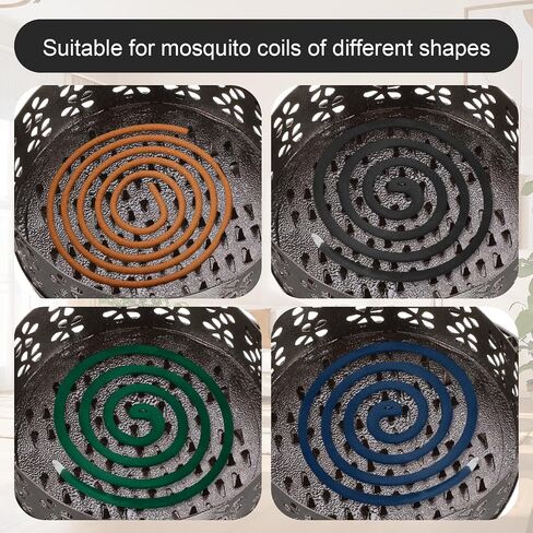 4Pcs Portable Mosquito Coil Holder, Coil Incense Holder with Handle Round Heat-Resistant Mosquito Incense Burner for Indoor Outdoor Hanging Camping Patio (Bronze) in Kuwait