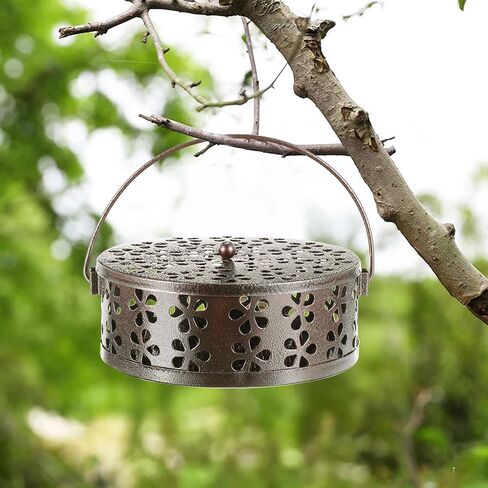 4Pcs Portable Mosquito Coil Holder, Coil Incense Holder with Handle Round Heat-Resistant Mosquito Incense Burner for Indoor Outdoor Hanging Camping Patio (Bronze) in Kuwait