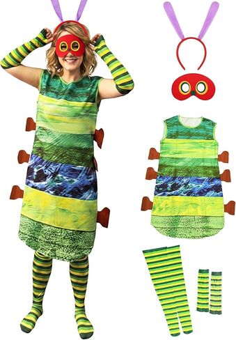 Hungry Caterpillar Costume Women Book Character Costumes for Adults Halloween Cosplay Unisex Outfit with Props in Saudi Arabia