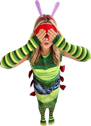 Hungry Caterpillar Costume Women Book Character Costumes for Adults Halloween Cosplay Unisex Outfit with Props in Saudi Arabia