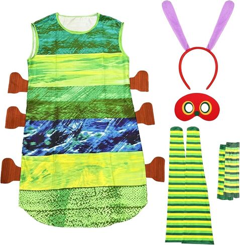 Hungry Caterpillar Costume Women Book Character Costumes for Adults Halloween Cosplay Unisex Outfit with Props in Saudi Arabia