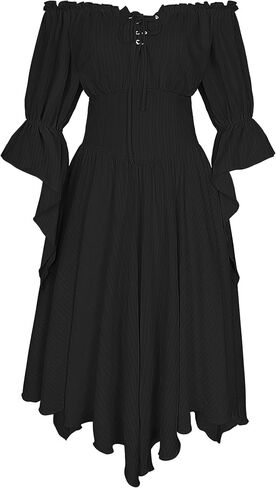 Women's Renaissance Dress Off Shoulder Fairy Dresses Bell Sleeve Medieval Pirate Costume in Kuwait