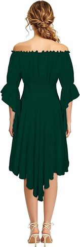 Women's Renaissance Dress Off Shoulder Fairy Dresses Bell Sleeve Medieval Pirate Costume in Saudi Arabia