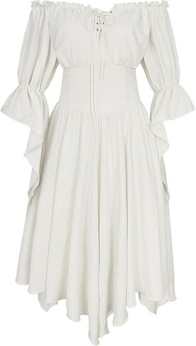 Women's Renaissance Dress Off Shoulder Fairy Dresses Bell Sleeve Medieval Pirate Costume in Saudi Arabia