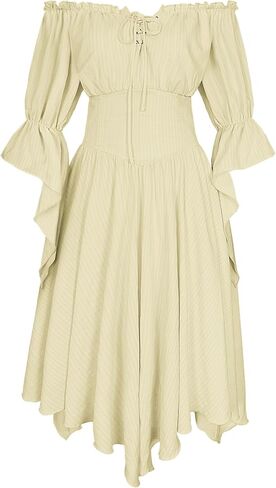 Women's Renaissance Dress Off Shoulder Fairy Dresses Bell Sleeve Medieval Pirate Costume in Saudi Arabia