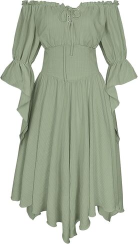 Women's Renaissance Dress Off Shoulder Fairy Dresses Bell Sleeve Medieval Pirate Costume in Saudi Arabia