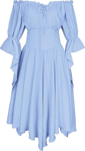 Women's Renaissance Dress Off Shoulder Fairy Dresses Bell Sleeve Medieval Pirate Costume in Saudi Arabia