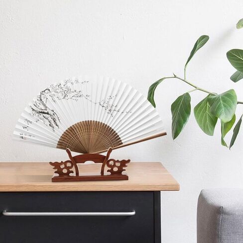 MAGICLULU Solid Wood Folding Fan Display Stand Decorative Hand Fan Holder for Home Office Gallery Wedding 6.69X2.55X1.57 Inches in Kuwait