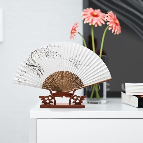 MAGICLULU Solid Wood Folding Fan Display Stand Decorative Hand Fan Holder for Home Office Gallery Wedding 6.69X2.55X1.57 Inches in Kuwait