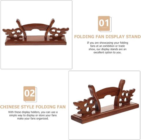 MAGICLULU Solid Wood Folding Fan Display Stand Decorative Hand Fan Holder for Home Office Gallery Wedding 6.69X2.55X1.57 Inches in Kuwait