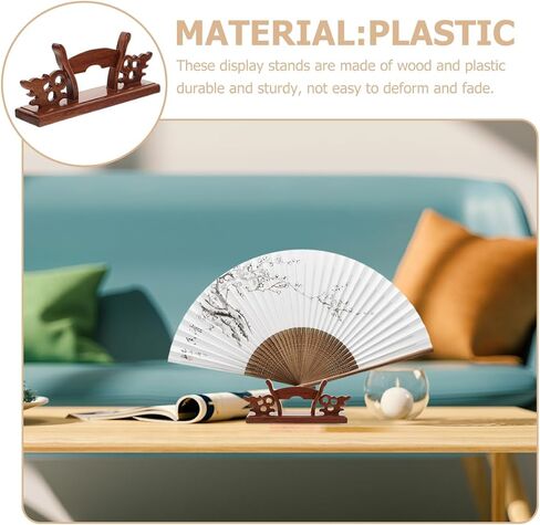 MAGICLULU Solid Wood Folding Fan Display Stand Decorative Hand Fan Holder for Home Office Gallery Wedding 6.69X2.55X1.57 Inches in Kuwait