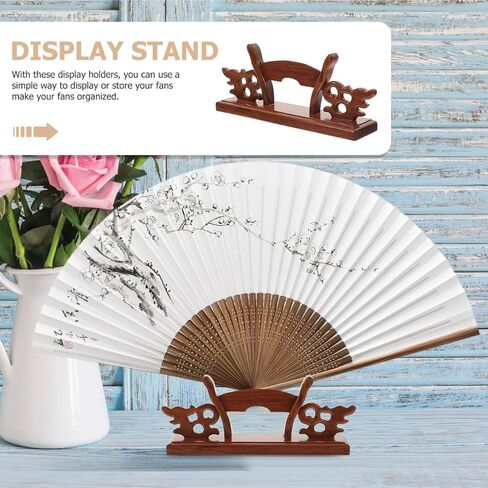 MAGICLULU Solid Wood Folding Fan Display Stand Decorative Hand Fan Holder for Home Office Gallery Wedding 6.69X2.55X1.57 Inches in Kuwait