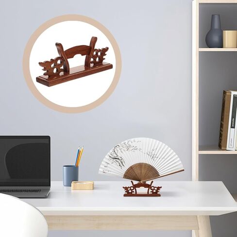 MAGICLULU Solid Wood Folding Fan Display Stand Decorative Hand Fan Holder for Home Office Gallery Wedding 6.69X2.55X1.57 Inches in Kuwait
