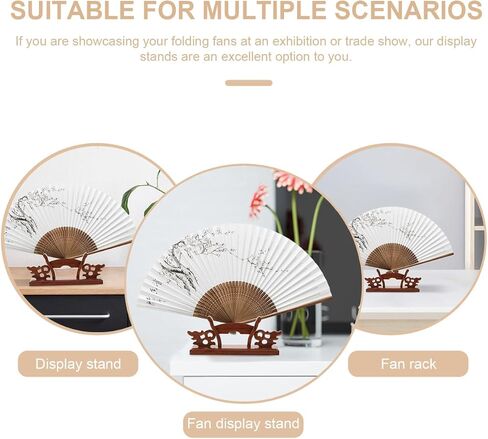 MAGICLULU Solid Wood Folding Fan Display Stand Decorative Hand Fan Holder for Home Office Gallery Wedding 6.69X2.55X1.57 Inches in Kuwait