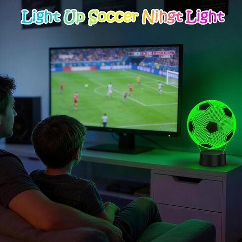 Soccer Gifts for Teens Boys Girls, Soccer Stuff 3D Illusion Lamp Night Light Boys Room Decor, 16 Colors Change 6-8-12 Year Old Boy Sports Fan Birthday Christmas Easter Gifts in Kuwait