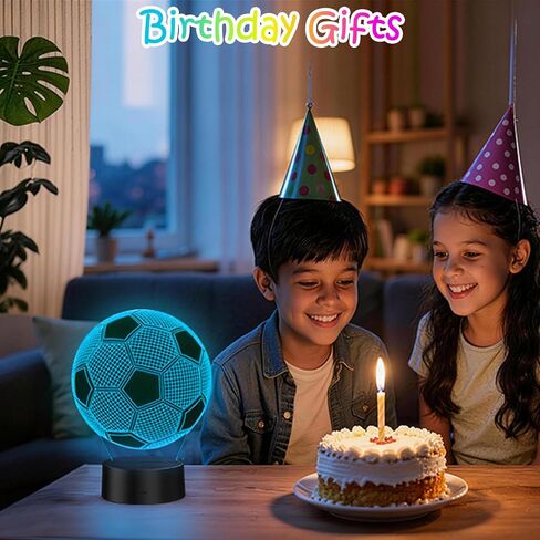 Soccer Gifts for Teens Boys Girls, Soccer Stuff 3D Illusion Lamp Night Light Boys Room Decor, 16 Colors Change 6-8-12 Year Old Boy Sports Fan Birthday Christmas Easter Gifts in Kuwait