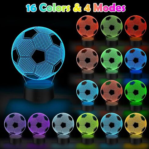 Soccer Gifts for Teens Boys Girls, Soccer Stuff 3D Illusion Lamp Night Light Boys Room Decor, 16 Colors Change 6-8-12 Year Old Boy Sports Fan Birthday Christmas Easter Gifts in Kuwait