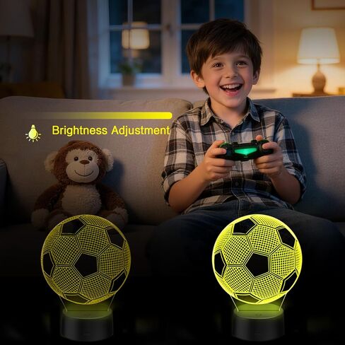 Soccer Gifts for Teens Boys Girls, Soccer Stuff 3D Illusion Lamp Night Light Boys Room Decor, 16 Colors Change 6-8-12 Year Old Boy Sports Fan Birthday Christmas Easter Gifts in Kuwait