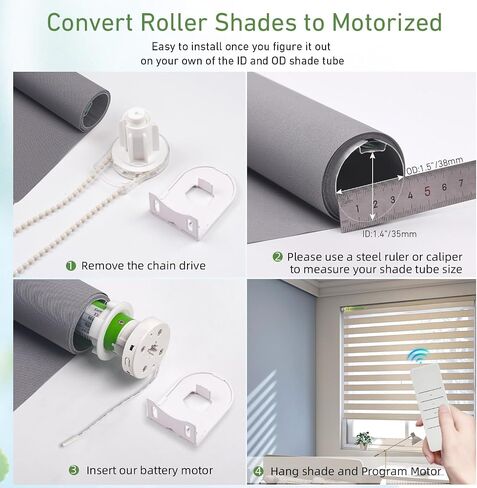 5V USB-C Tubular Motor Blinds Kit Retrofit Motorized Roller Blind with Remote Control, Rechargeable Smart Blinds for Windows in Saudi Arabia