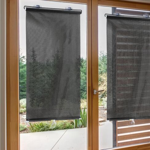 Black Blackout Roller Shades with 3 Suction Cups - 49.2x15.7in No Drilling Retractable Portable Window Blinds - Removable Temporary Blackout Shades for Home Office Bedroom Balcony in Saudi Arabia